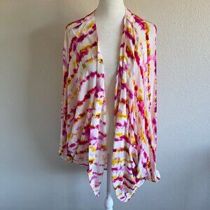 Anthropologie Swim Coverup Kimono Abstract Dyed Tie Dye Semi Sheer One Size